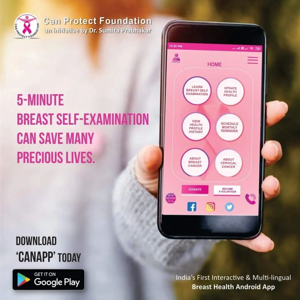 Download Canapp. Learn how to do breast self exams.