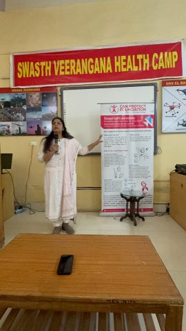 Can Protect Foundation doctors conducting breast self examination workshop