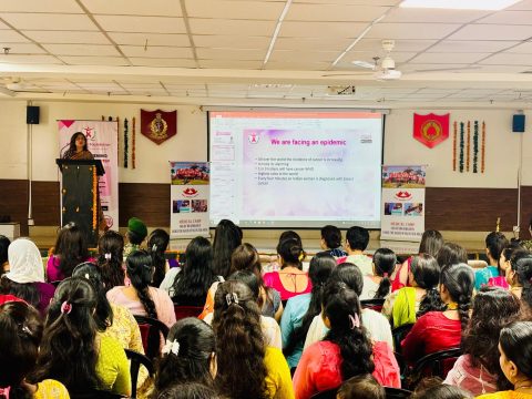 Dr Sumita Prabhakar conducting awareness talk on Breast and Cervical Cancer Awareness at Military Hospital Dehradun