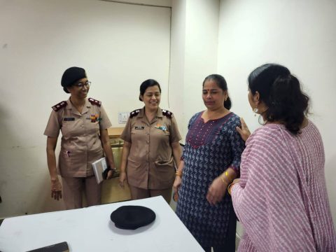 Team Can Protect Foundation teaching how to do breast self exam during Free Breast and Cervical Cancer Screening camp at Military hospital Dehradun
