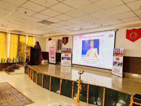 Dr Sumita Prabhakar conducting health talk on breast and cervical cancer at Military Hospital Dehradun