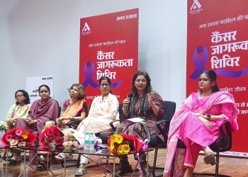 Dr Sumita Prabhakar answering breast cancer myths and questions at Breast Cancer Awareness Panel Discussion