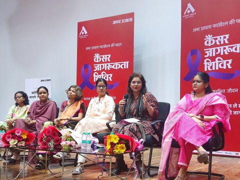 Dr Sumita Prabhakar answering breast cancer myths and questions at Breast Cancer Awareness Panel Discussion