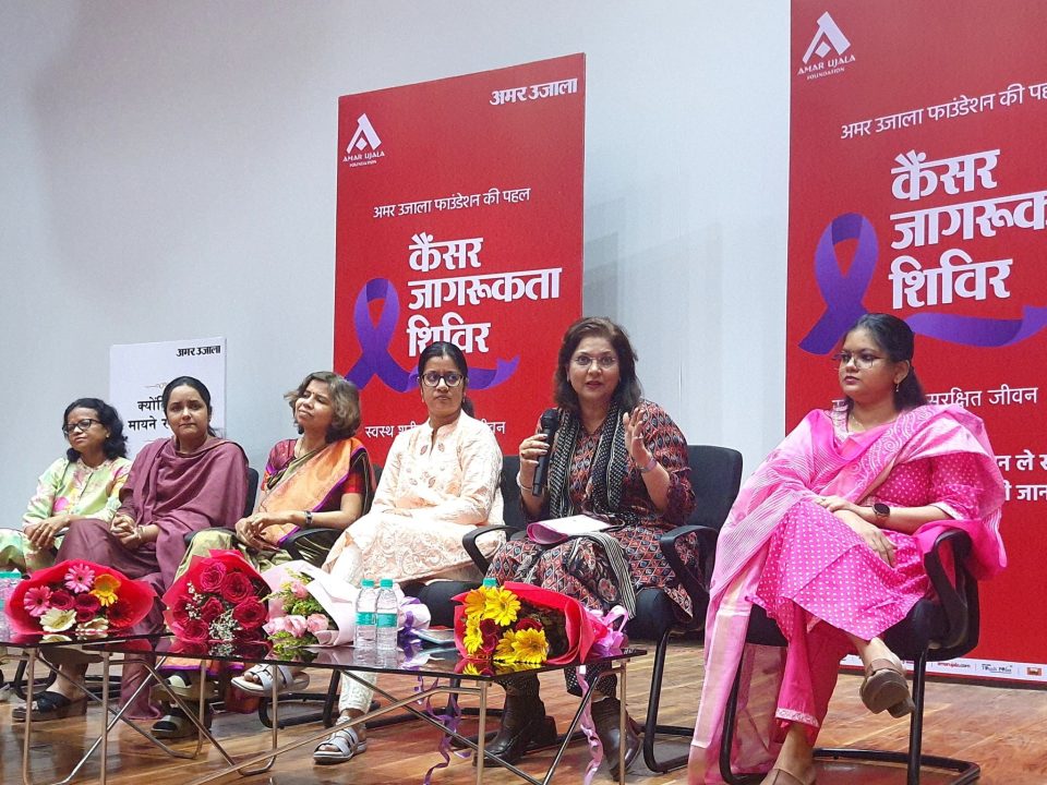 Dr Sumita Prabhakar answering breast cancer myths and questions at Breast Cancer Awareness Panel Discussion