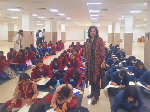 Dr Sumita Prabhakar at Breast Cancer Drawing Campetition for awareness