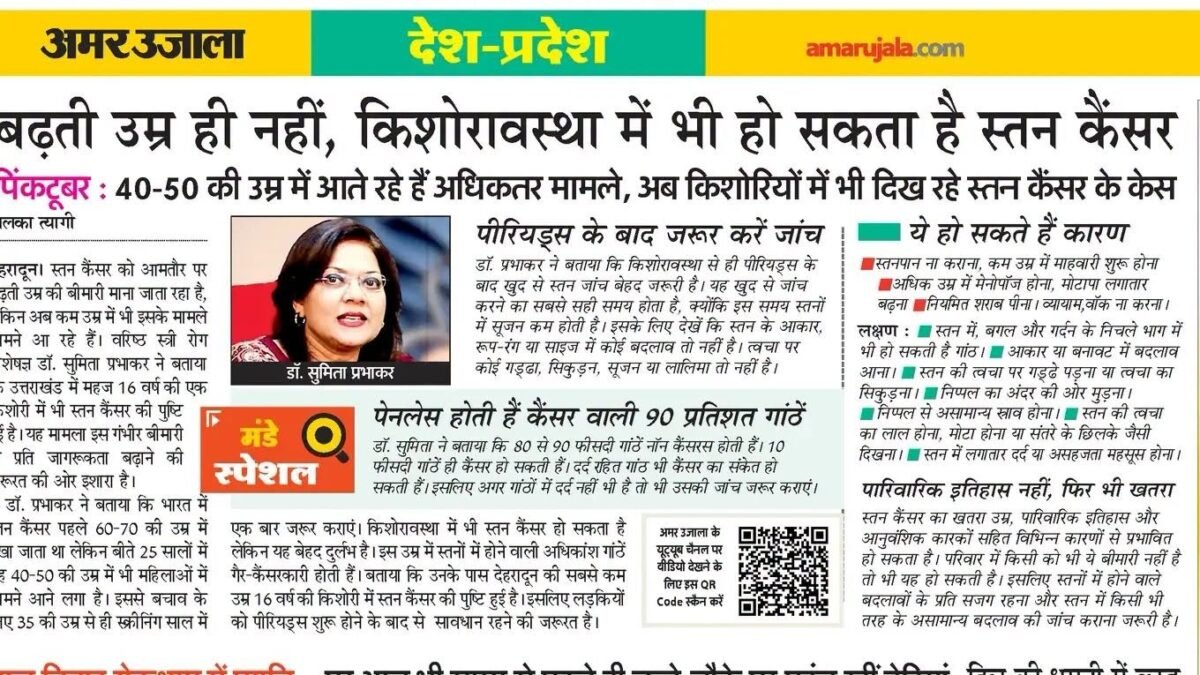 Dr Sumita Prabhakar Breast Cancer Awareness Media Coverage