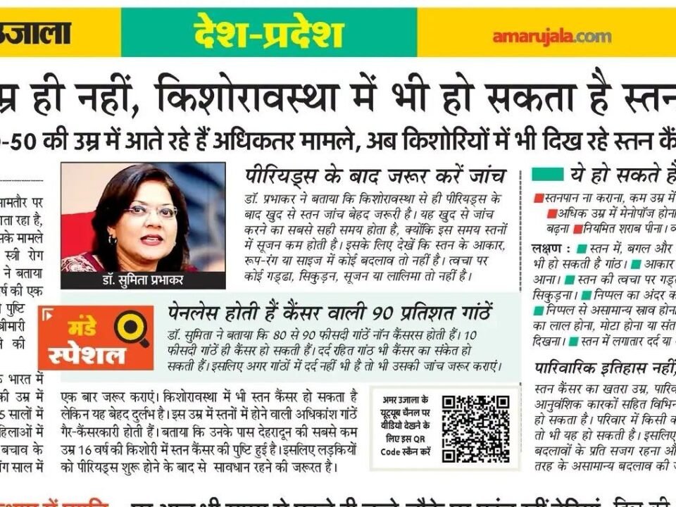 Dr Sumita Prabhakar Breast Cancer Awareness Media Coverage